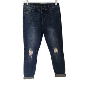 Prosperity Jeans Blue Distressed Cuffed Mid Rise Slim Denim Womens Sz 32 - 32x26